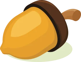 Charming Golden Acorn Clipart with Warm Brown Cap and Stylized Design
