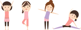 Charming Yoga and Fitness Exercise Clipart Featuring Diverse Poses and Characters