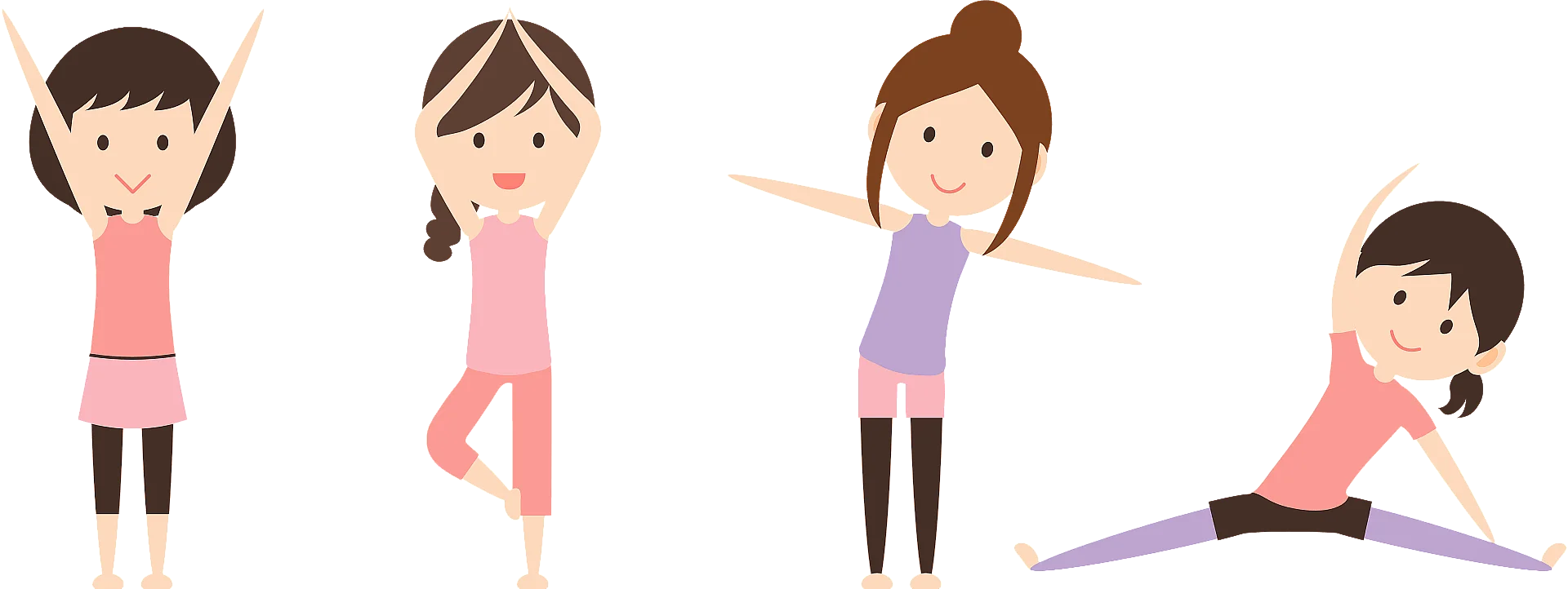 Charming Yoga and Fitness Exercise Clipart Featuring Diverse Poses and Characters