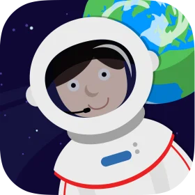 Cheerful Astronaut Exploring the Cosmic Frontier in Whimsical Space Clipart Design