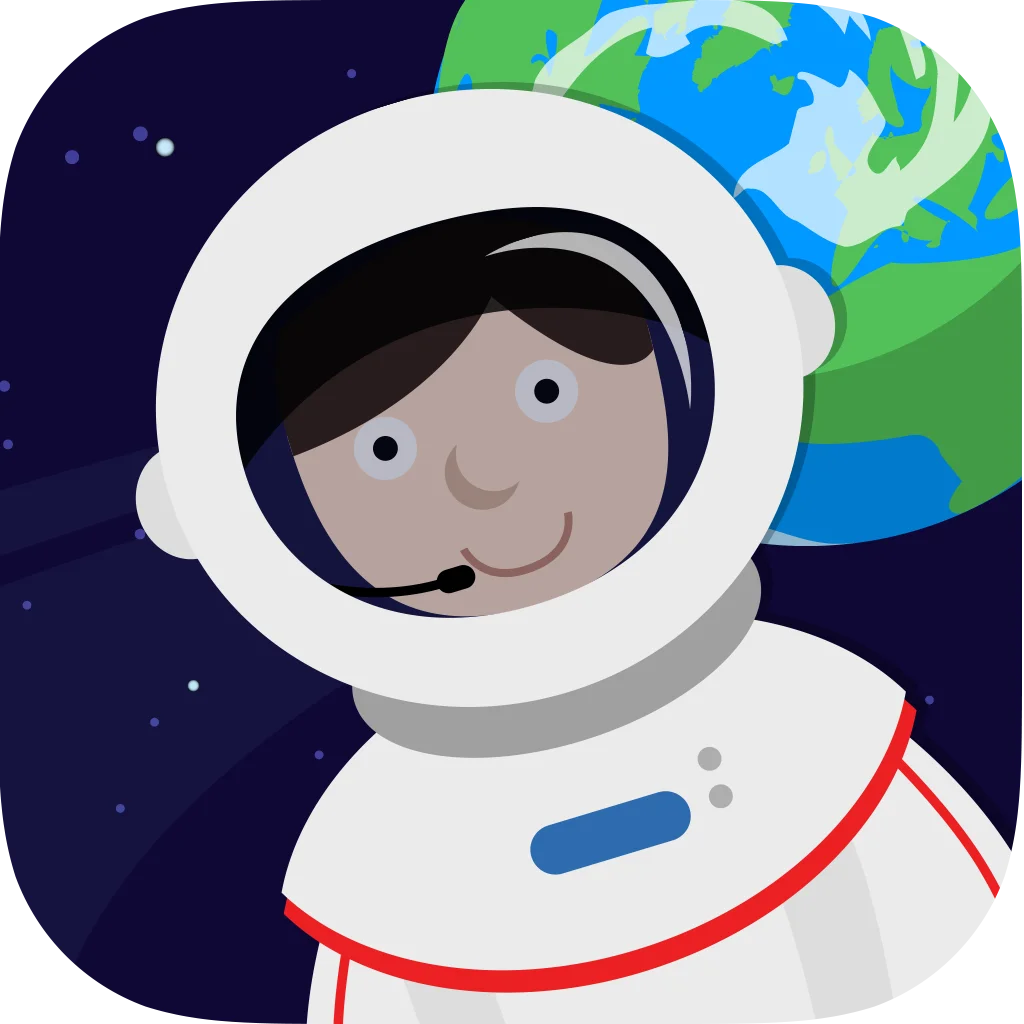 Cheerful Astronaut Exploring the Cosmic Frontier in Whimsical Space Clipart Design