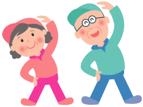 Cheerful Cartoon Characters Doing Morning Stretching Exercise Clipart for Kids