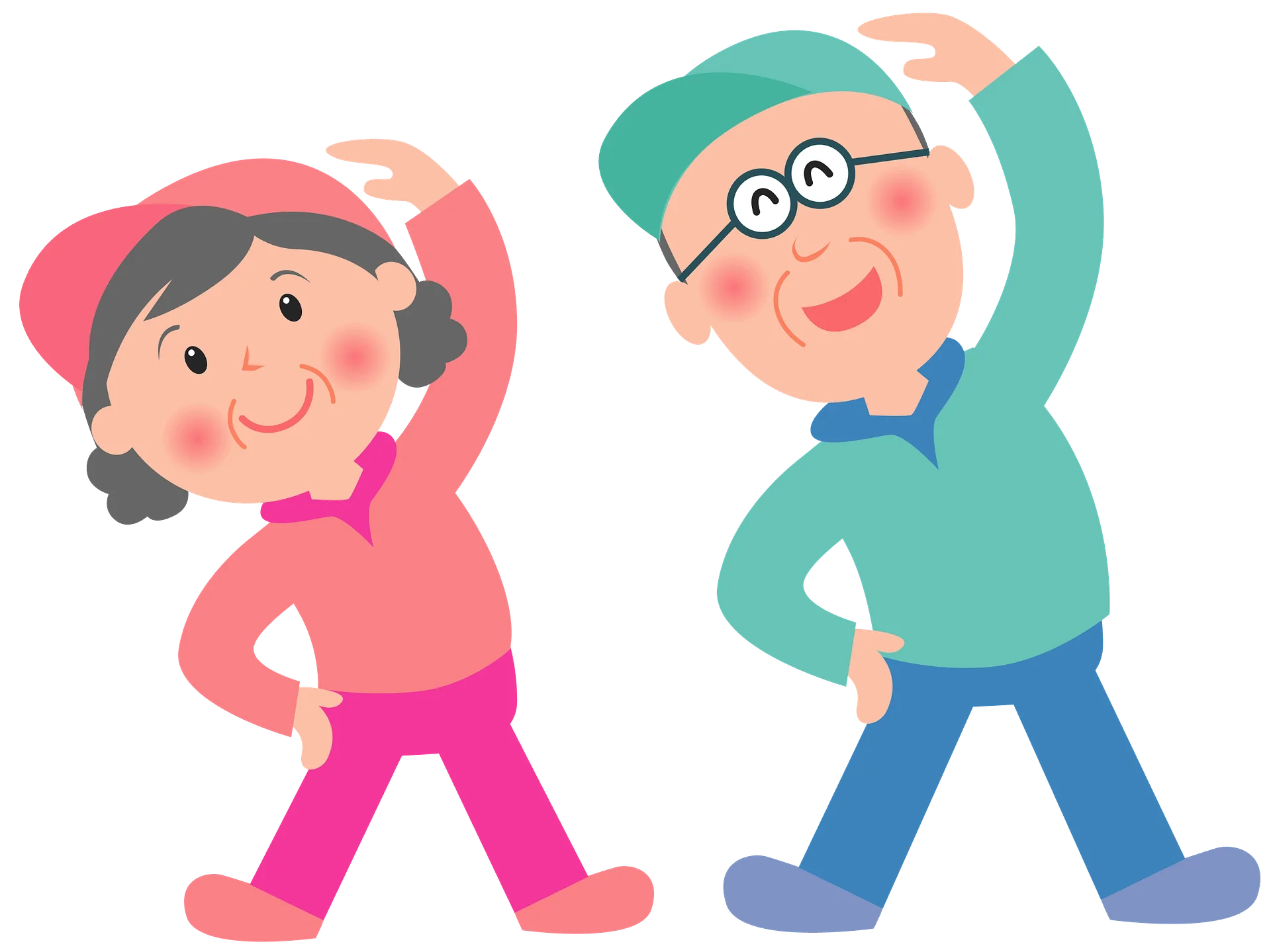 Cheerful Cartoon Characters Doing Morning Stretching Exercise Clipart for Kids