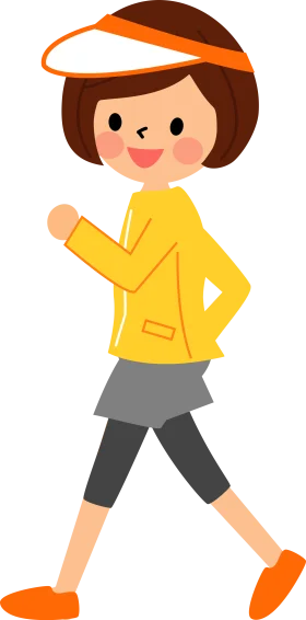 Cheerful Fitness Enthusiast Walking in Yellow Jacket Clipart Illustration