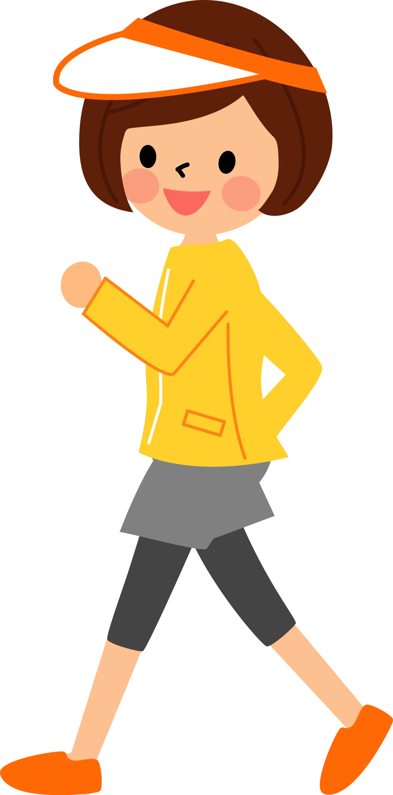 Cheerful Fitness Enthusiast Walking in Yellow Jacket Clipart Illustration