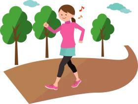 Cheerful Fitness Journey: Energetic Woman Walking on Outdoor Clipart Path