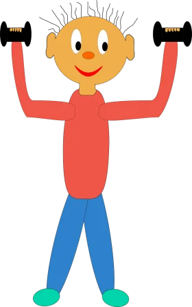 Cheerful Stick Figure Exercising with Dumbbells - Fun Fitness Clipart for Kids