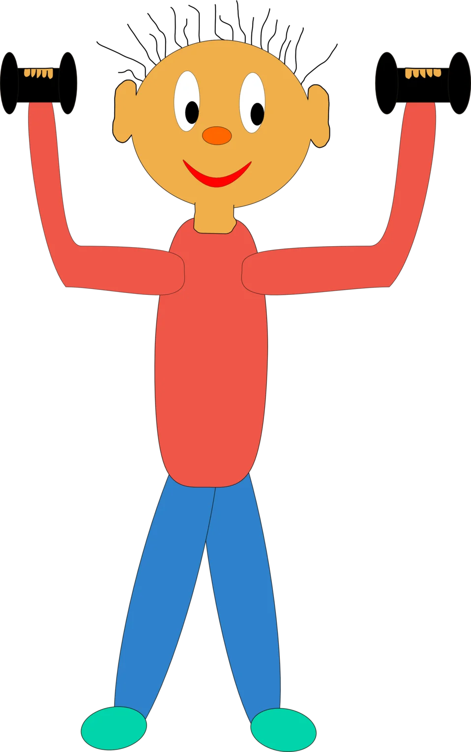 Cheerful Stick Figure Exercising with Dumbbells - Fun Fitness Clipart for Kids