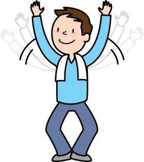 Cheerful Stick Figure Performing Energetic Stretching Exercise Clipart Illustration