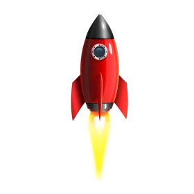 Classic Red and Black Retro Space Rocket Clipart Illustration Design