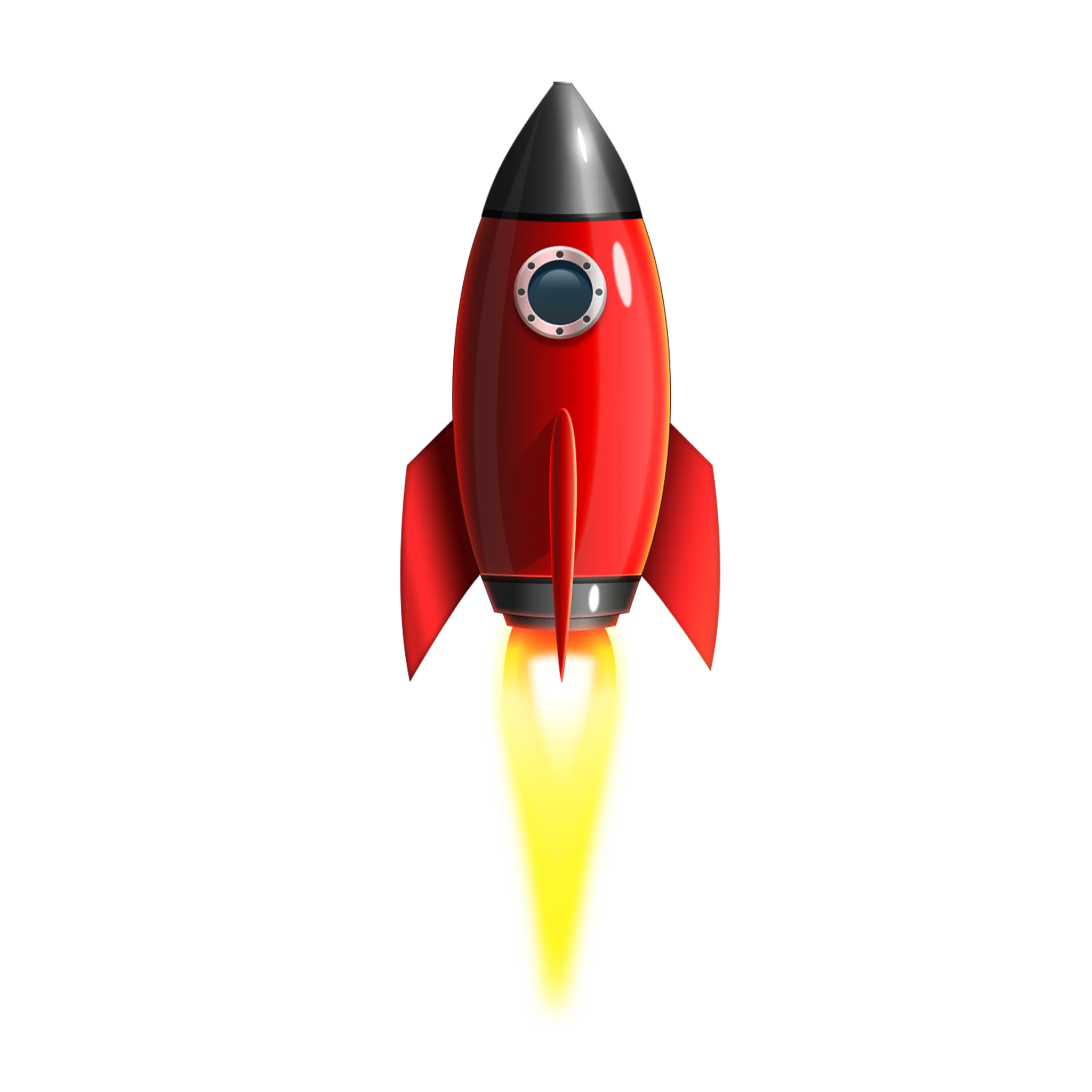 Classic Red and Black Retro Space Rocket Clipart Illustration Design