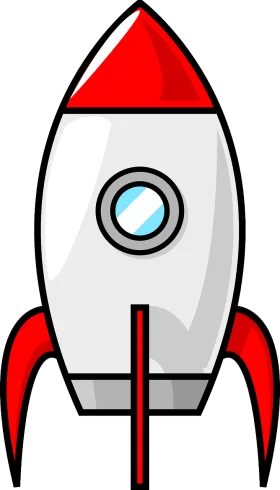 Classic Silver and Red Retro Space Rocket Clipart Design with Porthole