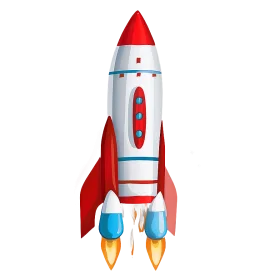 Classic Space Exploration Rocket Clipart: Retro Design with Fiery Propulsion