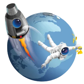 Cosmic Adventure: Astronauts Exploring Earth's Orbital Realm Space Clipart Illustration