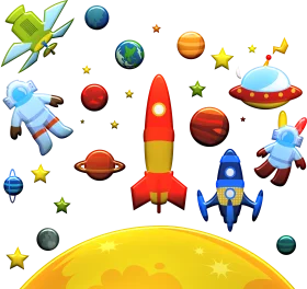 Cosmic Adventure: Whimsical Space Exploration Clipart Collection for Kids and Dreamers