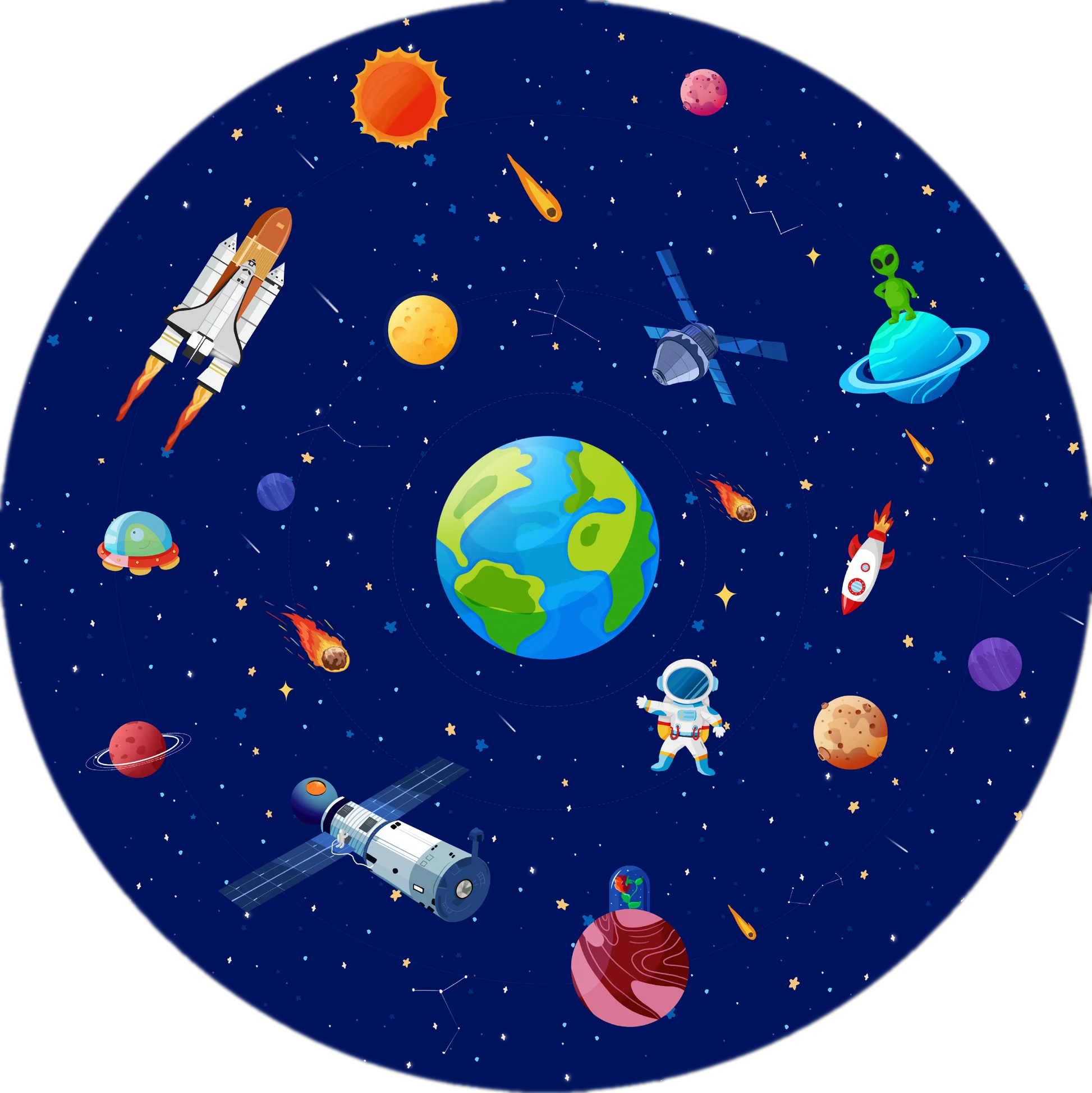 Cosmic Adventure: Whimsical Space Exploration Clipart Collection of Celestial Wonders