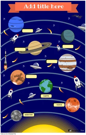 Cosmic Journey: A Whimsical Space Exploration Clipart Illustration of Planetary Wonders