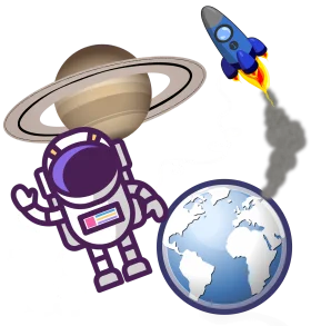 Cosmic Journey: Astronaut Exploring Planets and Rocket Space Clipart Illustration