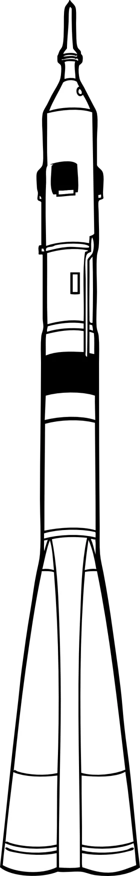 Detailed Black and White Soyuz Rocket Spacecraft Clipart Illustration