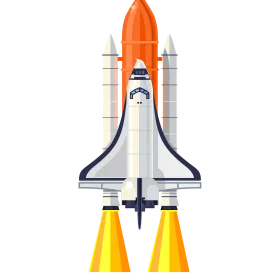 Detailed Space Shuttle Clipart Illustration with Glowing Propulsion System