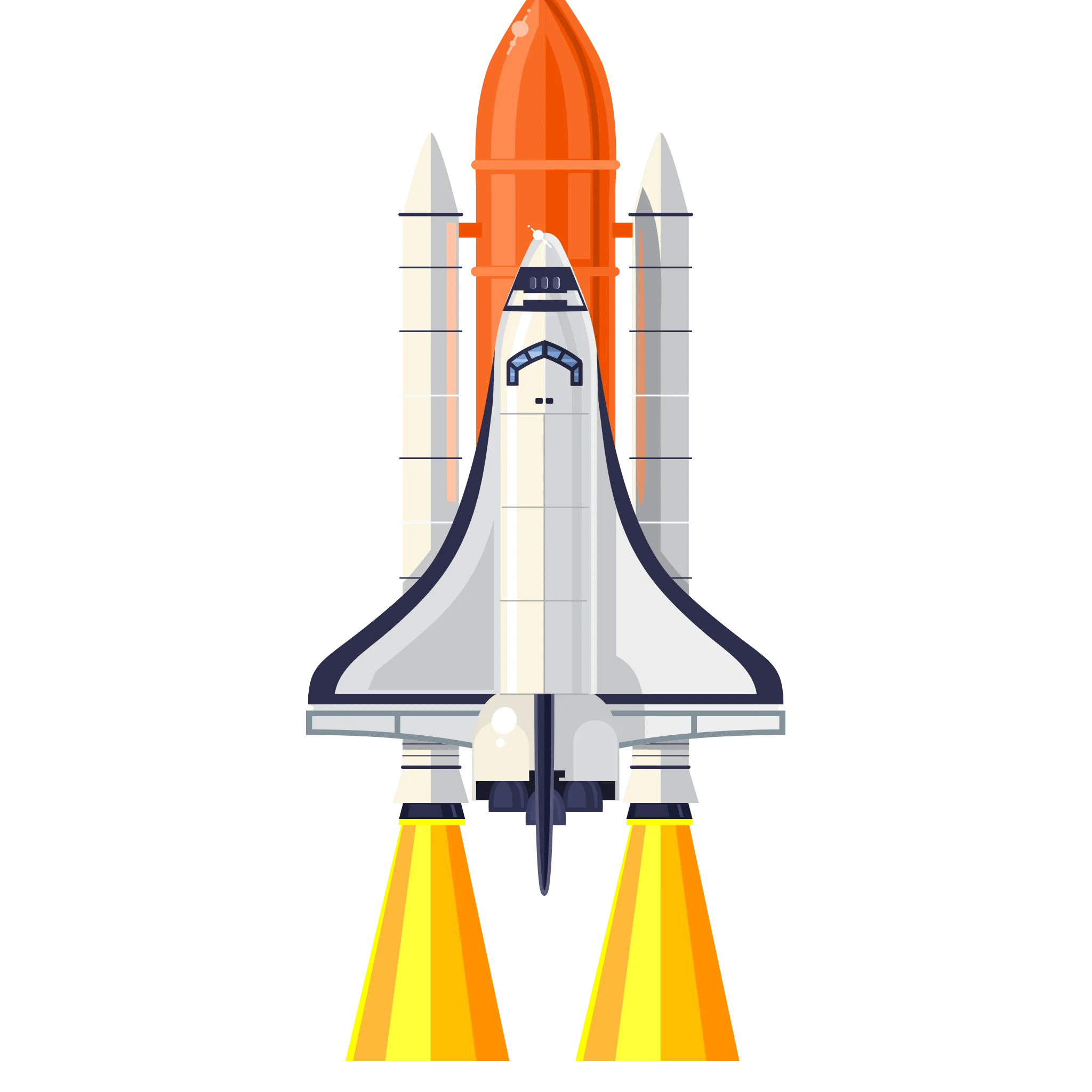 Detailed Space Shuttle Clipart Illustration with Glowing Propulsion System