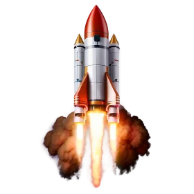 Detailed Space Shuttle Launch Rocket Clipart Illustration with Intense Flame Blast