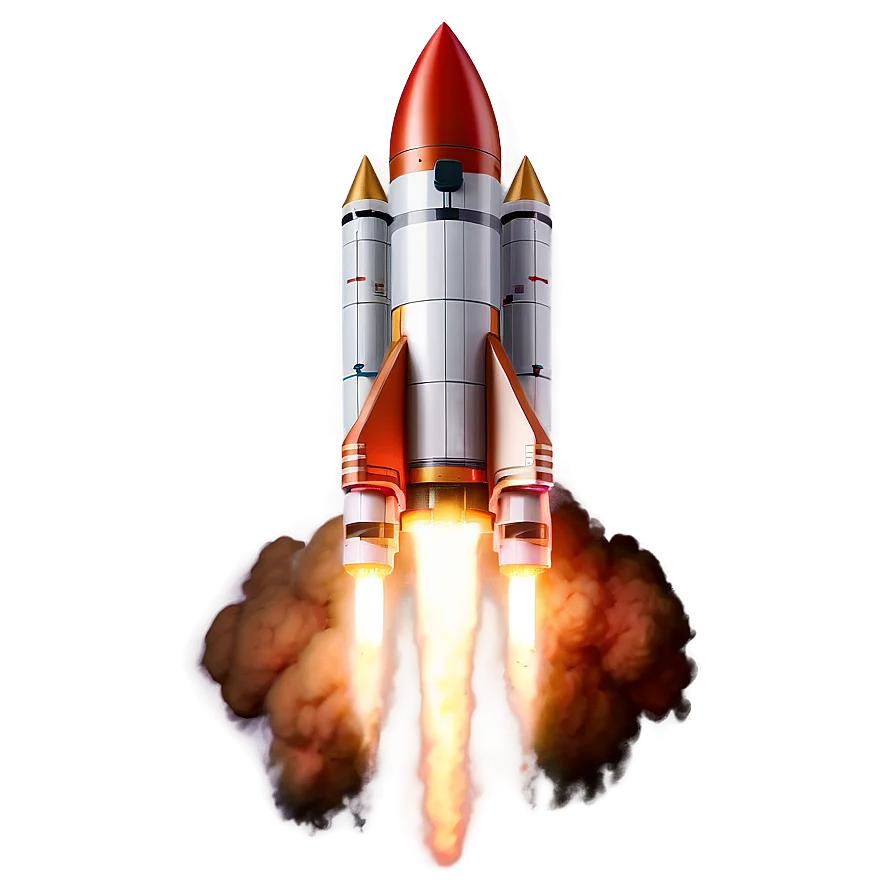 Detailed Space Shuttle Launch Rocket Clipart Illustration with Intense Flame Blast