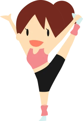 Energetic Female Fitness Character Performing Dynamic Stretching Clipart Illustration