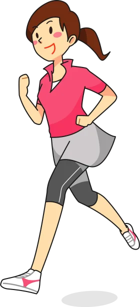 Energetic Woman Jogging in Pink Top and Gray Skirt Exercise Clipart Illustration