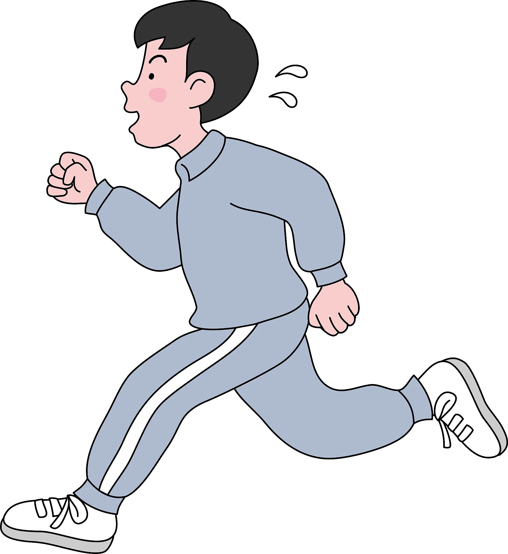 Energetic Young Runner in Blue Tracksuit Clipart Illustration of Fitness Motion