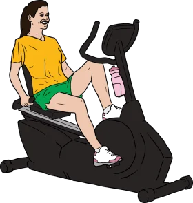 Fitness Enthusiast Exercising on Recumbent Stationary Bike Clipart Illustration