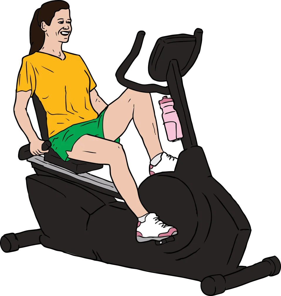 Fitness Enthusiast Exercising on Recumbent Stationary Bike Clipart Illustration