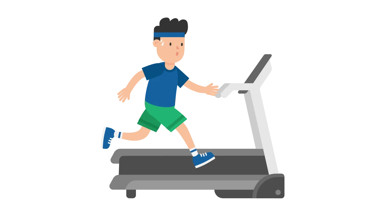 Fitness Enthusiast Running on Treadmill Cartoon Clipart Illustration