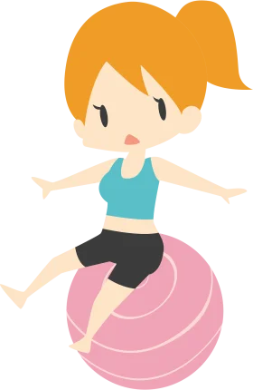 Fitness Motivation Cartoon Clipart: Woman Balancing on Exercise Ball