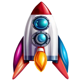 Futuristic Space Exploration Cartoon Rocket Clipart with Glossy Windows