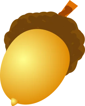 Golden-Hued Woodland Acorn Clipart with Warm Autumnal Texture and Glossy Finish