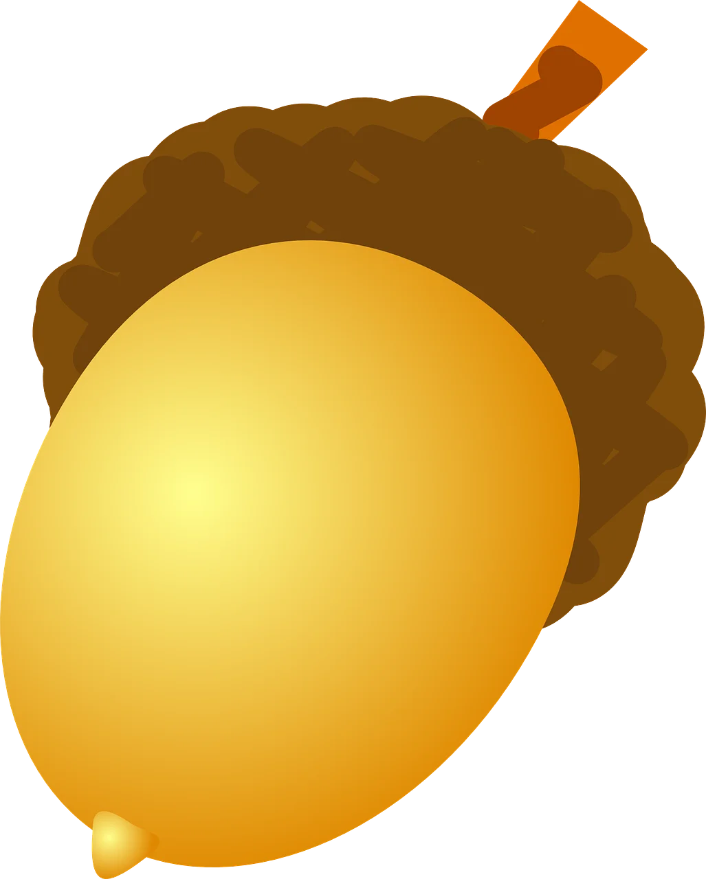 Golden-Hued Woodland Acorn Clipart with Warm Autumnal Texture and Glossy Finish