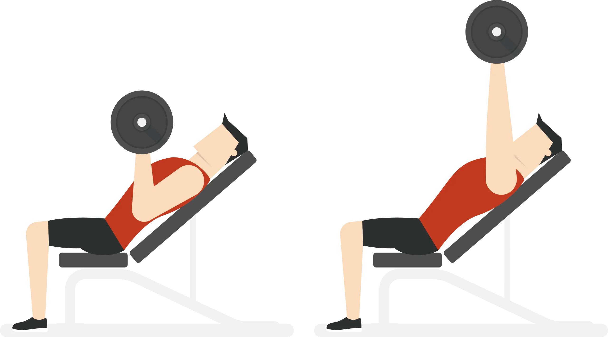 Incline Barbell Bench Press Exercise Technique Fitness Clipart Illustration