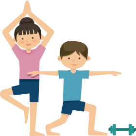 Kids Yoga Tree Pose Clipart: Playful Children Practicing Balance and Fitness