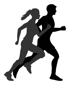 Monochrome Running Silhouettes Clipart - Dynamic Fitness Motion Graphic