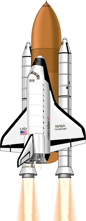 NASA Space Shuttle Challenger Detailed Technical Illustration Realistic Clipart Design