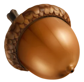 Realistic Golden Brown Acorn Clipart with Textured Cap and Smooth Surface