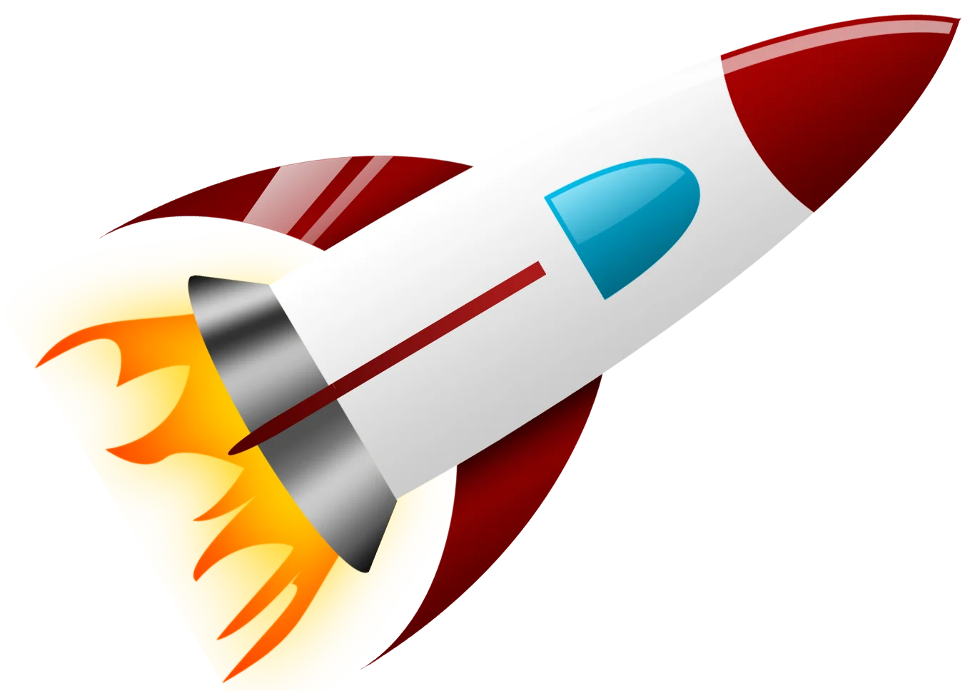 Retro Space Exploration Rocket Clipart with Dynamic Flame Design
