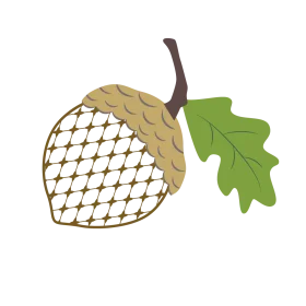 Rustic Woodland Acorn Clipart with Textured Oak Leaf and Natural Design