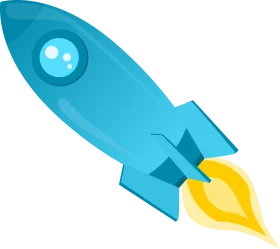 Sleek Blue Cartoon Rocket Clipart Soaring Through Space Adventure