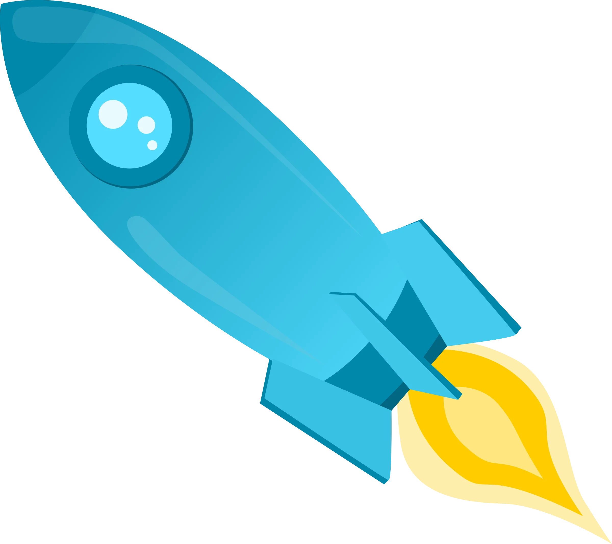 Sleek Blue Cartoon Rocket Clipart Soaring Through Space Adventure