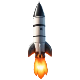 Sleek Metallic Aerospace Rocket Clipart Soaring Through Digital Space