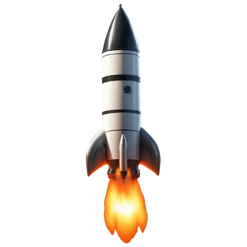 Sleek Metallic Aerospace Rocket Clipart Soaring Through Digital Space