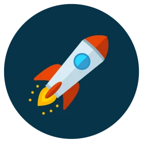 Sleek Metallic Retro Space Rocket Launching Clipart Icon Design