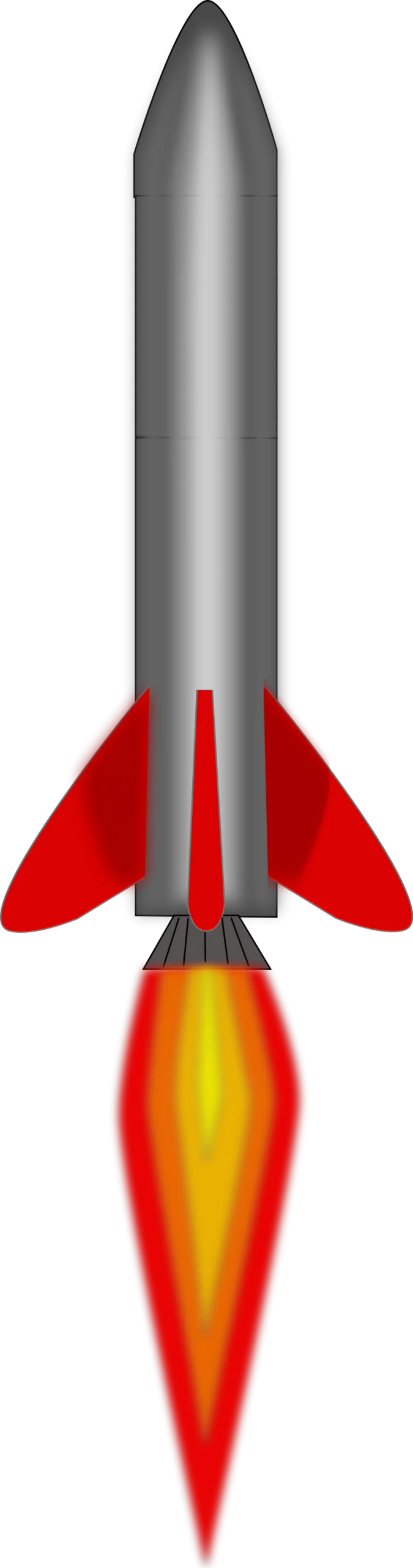 Sleek Metallic Space Rocket Clipart with Fiery Propulsion Launch Illustration